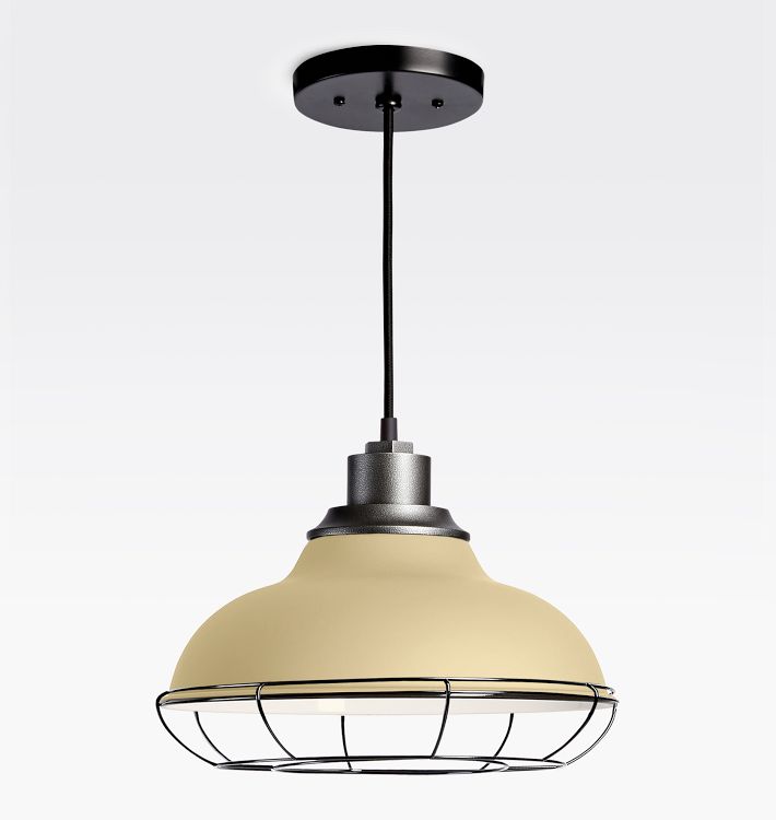 Carson 12" Cord Pendant with Cage, Matte Buttercup
