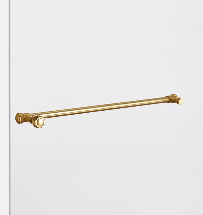 Rigdon Shower Door Pull, 18" x Knob - Aged Brass