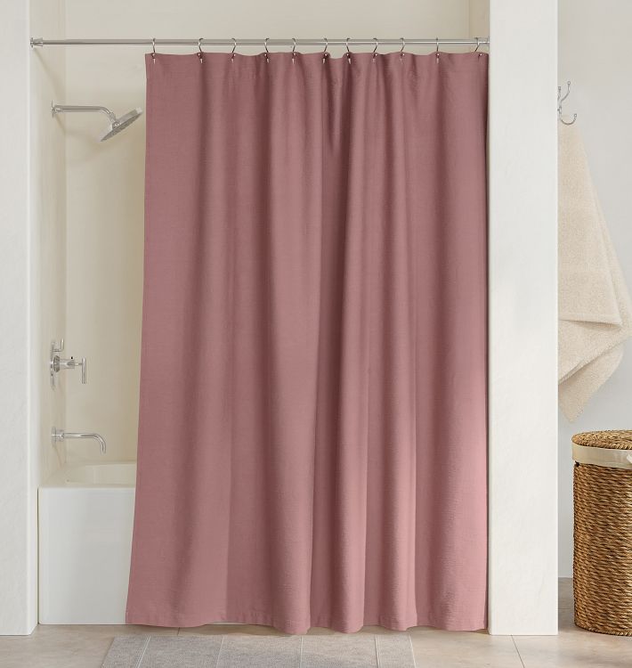 Jacquard Woven Floral Shower Curtain, Rose