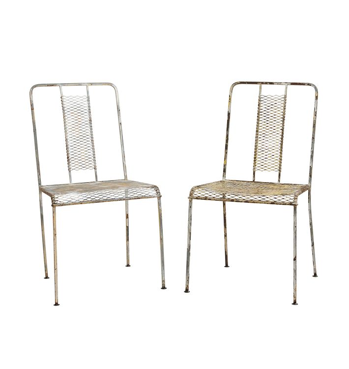 Pair chair steel white paint out door