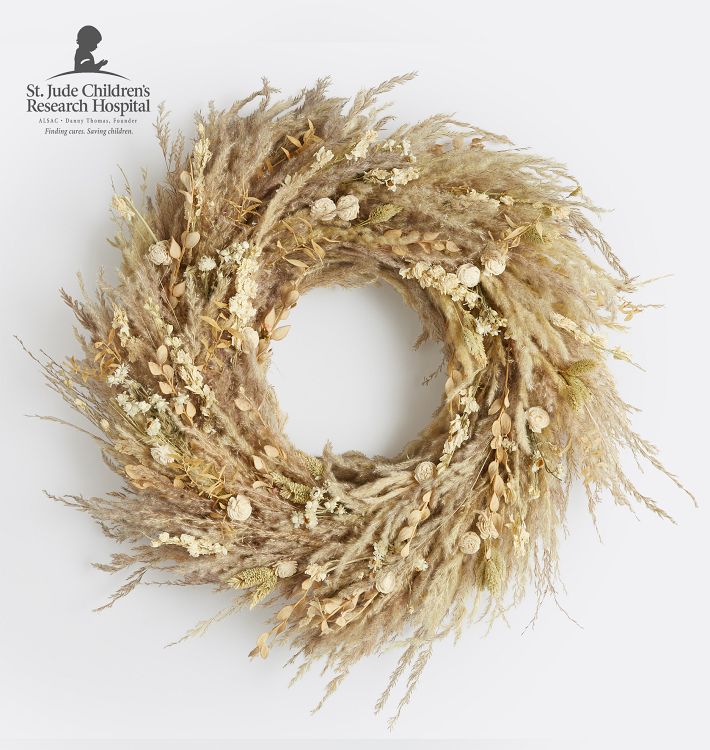 Pampas Blossom Dried Wreath, 20"