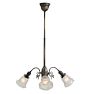 Vintage 3-Light Victorian Chandelier with Rope Tubing Detail and Pressed Glass Starburst Shades
