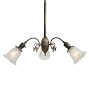 Vintage 3-Light Victorian Chandelier with Rope Tubing Detail and Pressed Glass Starburst Shades
