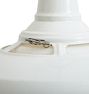 Vintage Industrial Pendant with White Enameled Outer Shade and Opal Glass Inner Shade