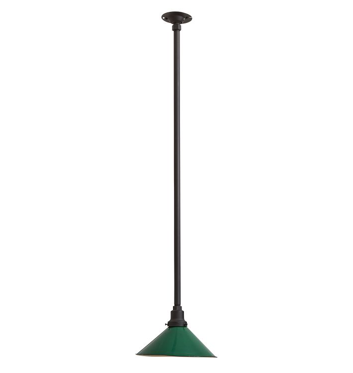 Vintage Industrial Pendant with Green Down Shade