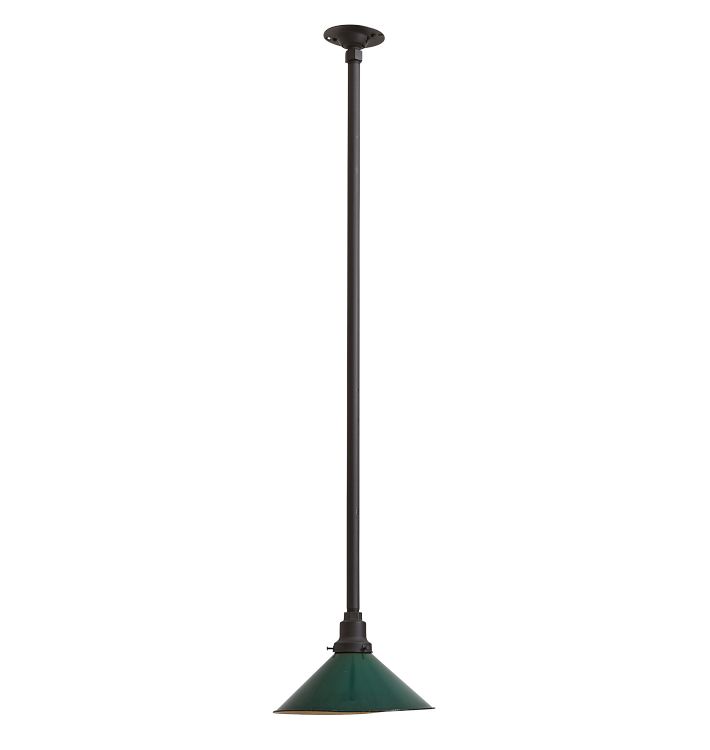 Vintage Industrial Pendant with Rustic Green Cone Shade