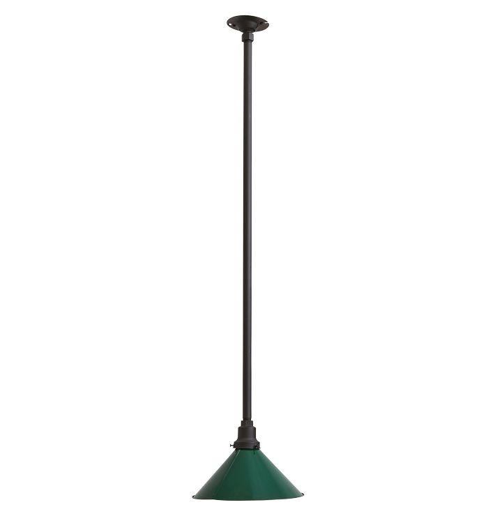Vintage Industrial Pendant with Green Projection Shade