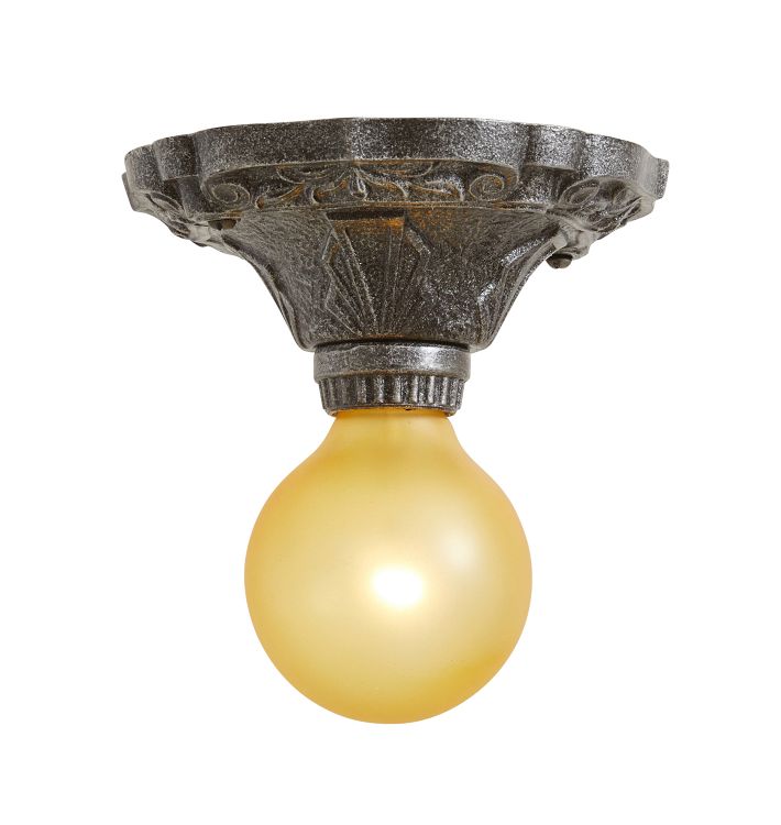Vintage Art Deco Bare-Bulb Flush Mount