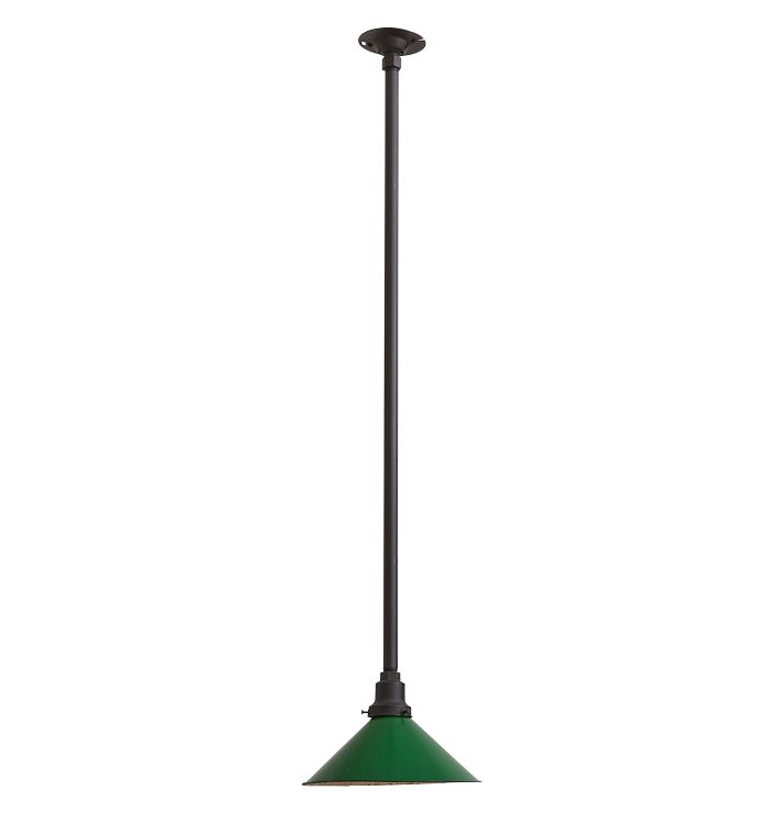 Vintage Industrial Pendant with Rustic Green Shade