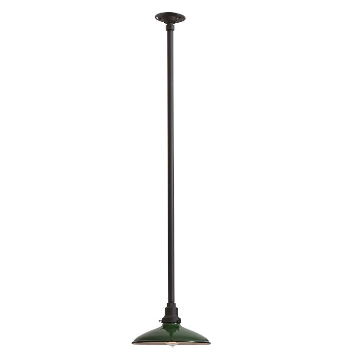 Vintage Industrial Pendant with Green Shade