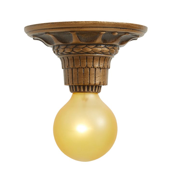 Vintage Classical Revival Single Bare-Bulb Flush Mount