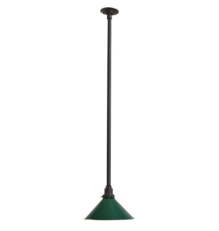 Vintage Industrial Pendant with Green Cone Down Shade