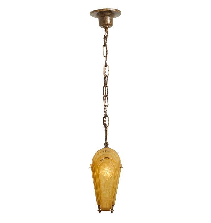 Vintage Art Deco Pendant with Slipper Shade