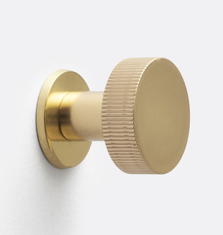 West Slope Cabinet Knob with Round Backplate, Aged Brass