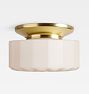Foster 6" Fitter Flush Mount, Aged Brass - Faceted Drum Shade