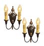 Pair of Vintage Classical Revival Double Candle Sconces with Urn Motif