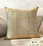 OPEN BOX: Plaid Striped Handspun Silk Pillow Cover, 20" x 20" - Blue and Gold