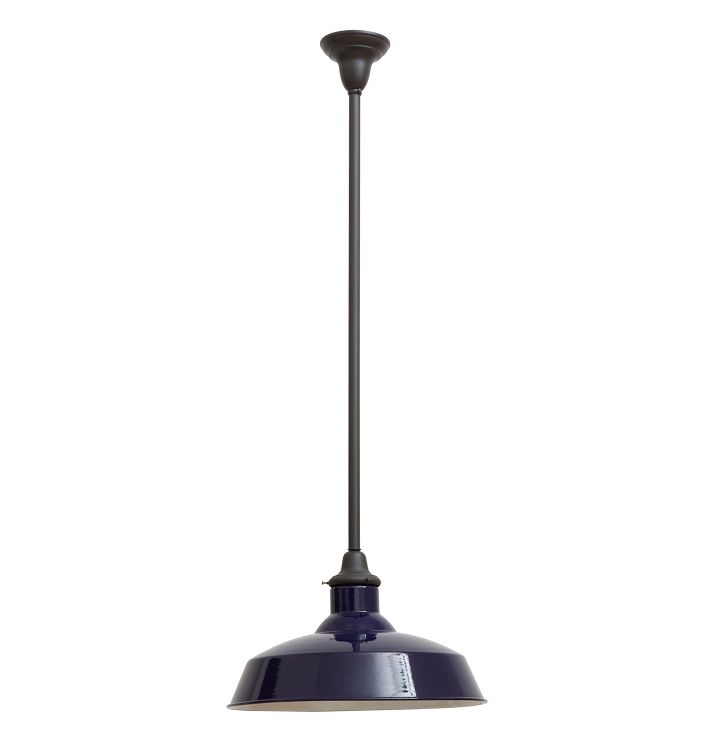 Vintage Industrial Cobalt Blue Enameled Factory Pendant