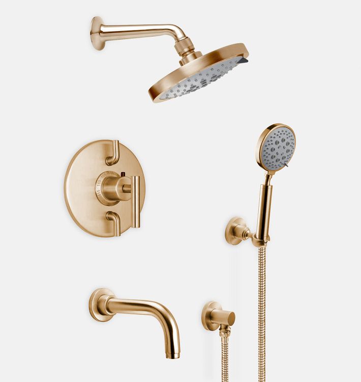 Tiburon Thermostatic Shower &amp; Tub Set with Handshower, Satin Bronze PVD