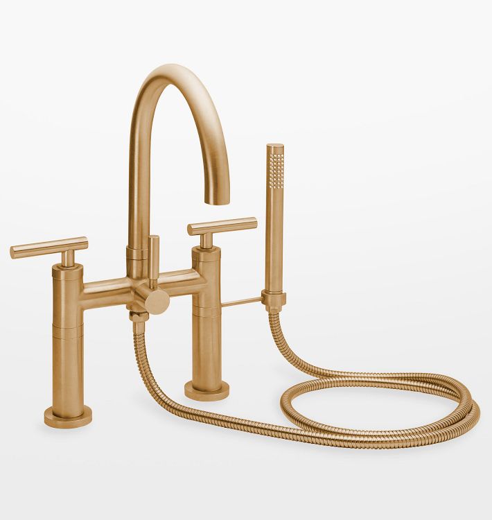 Tiburon Deck Mounted Tub Filler With Handshower, Satin Bronze PVD