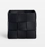 OPEN BOX: Leather Woven Basket - 8" X 8" X 8" - Black