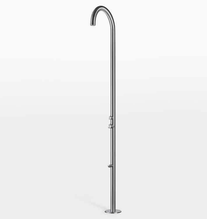Denney Outdoor Shower, with Foot Wash - Brushed Stainless Steel