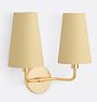 Ansel Double Sconce, Aged Brass - Tapered Matte Buttercup Shade