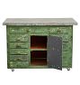 Vintage Industrial Rolling Cabinet with Galvanized Top