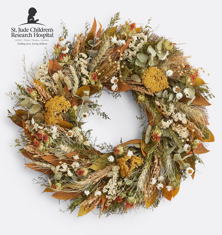 Golden Yarrow Fields Dried Wreath