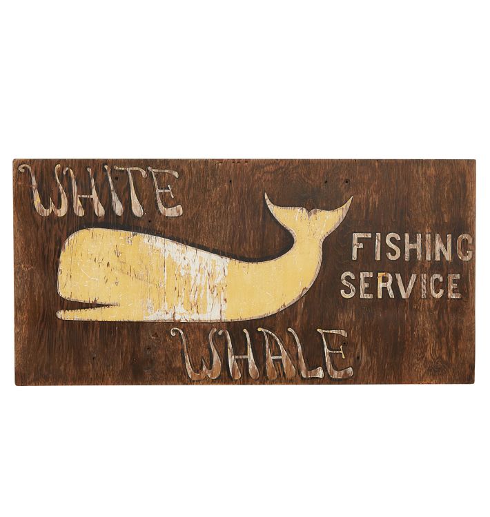 Handpainted "White Whale Fishing Service" Sign