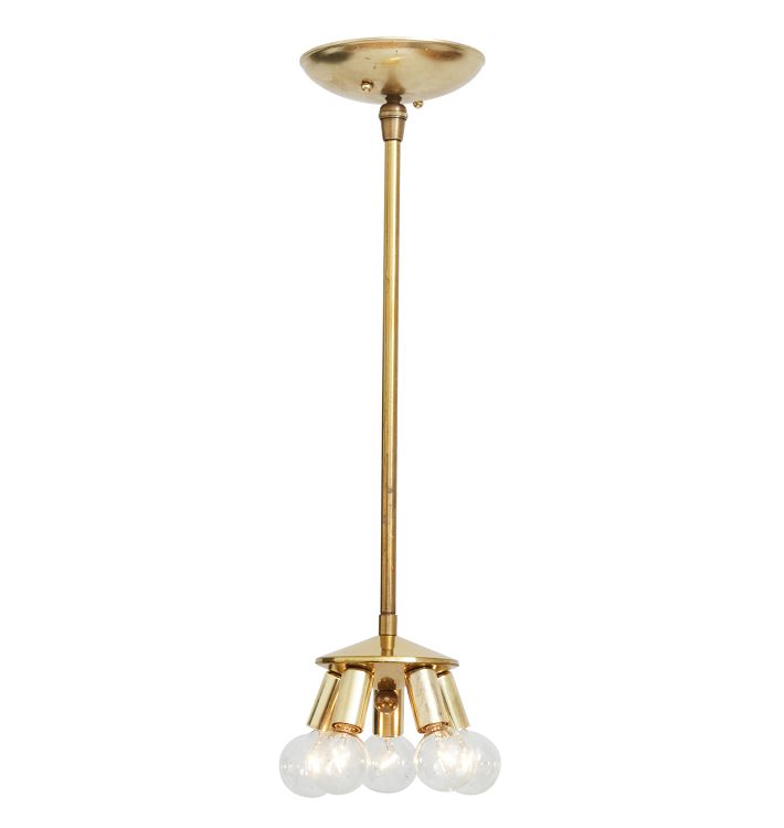 Five-Light Midcentury Bare Bulb Cluster Pendant