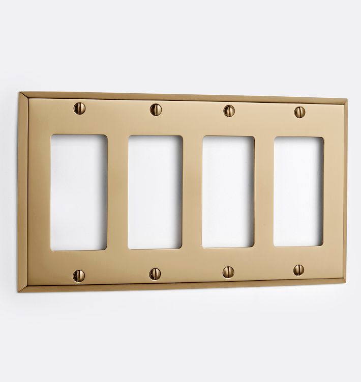 Lewis Quad GFCI Switchplate, Heritage Brass