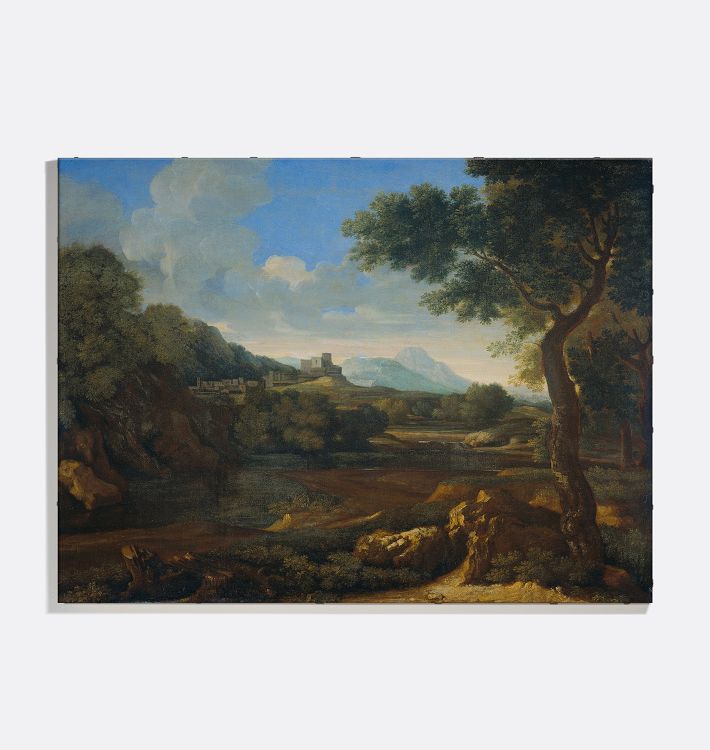 Landscape with Castle Framed Reproduction Wall Art Print 12"x9" by Gaspard Dughet