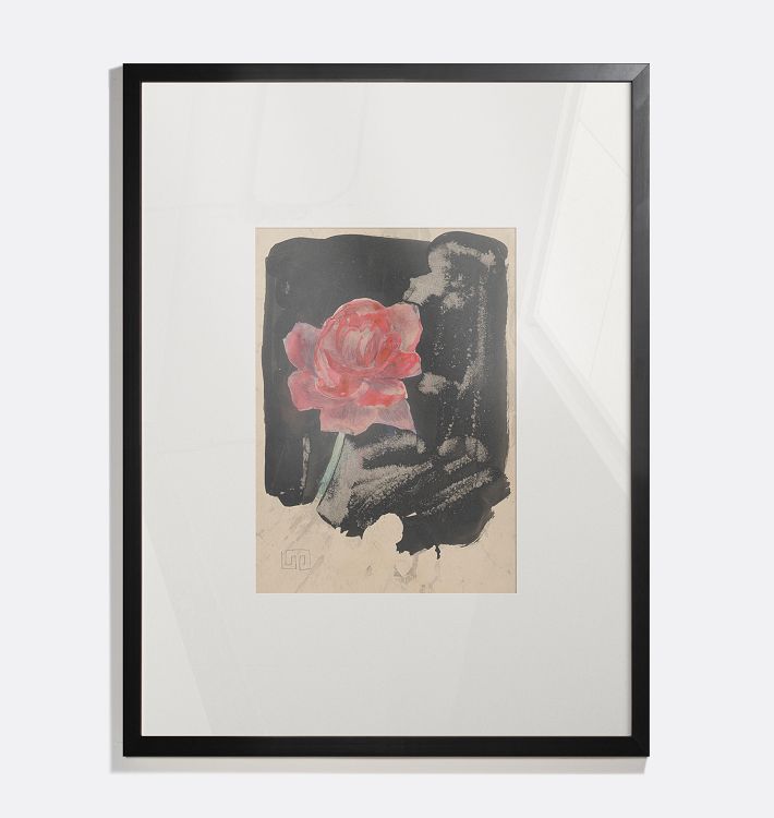 Red Rose Framed Reproduction Wall Art Print 12"x16" by Carel Adolph Lion Cachet