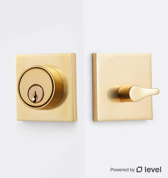 Richmond Brass Square Exterior Door Set With Level Bolt Smart Lock - CP - CP