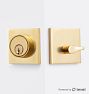 Richmond Brass Square Exterior Door Set With Level Bolt Smart Lock - CP - CP