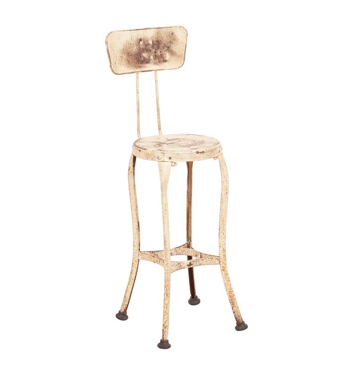 Steel Stool with Backrest by Toledo Metal Furniture Co.-Circa 1920s