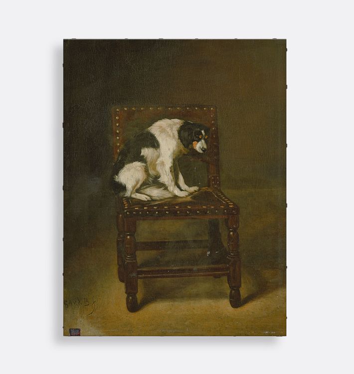 A Dog on a Chair Framed Reproduction Wall Art Print 9"x12" by Guillaume Anne van der Brugghen