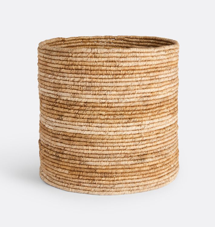 OPEN BOX: Theodore Coiled Abaca Round Basket, 18"D x 18"H - Dark Natural