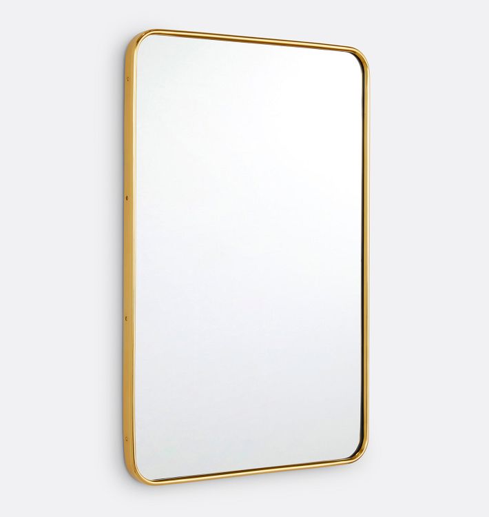 OPEN BOX: Rounded Rectangle Metal Framed Mirror, 20" x 30" - Unlacquered Brass