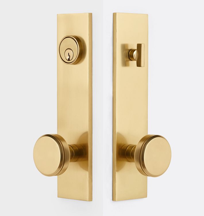 Blair Knob Exterior Door Set, Aged Brass