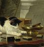 Cat at Play by Henri&#235;tte Ronner Framed Reproduction Wall Art Print