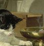 Cat at Play by Henri&#235;tte Ronner Framed Reproduction Wall Art Print