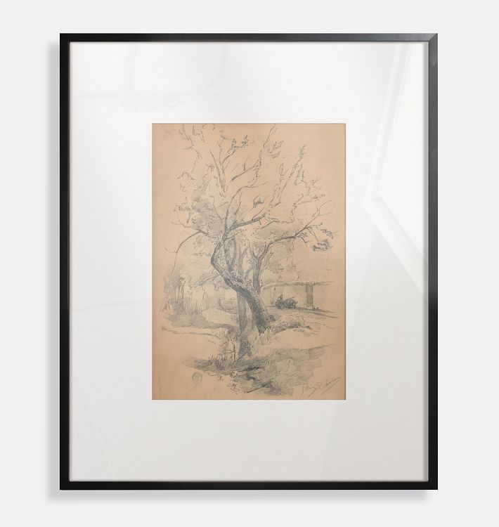 A Road In Polling Framed Reproduction Wall Art Print, 26" x 32" - Black Finished Wood Frame with Acrylic Glaze