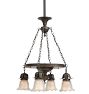 Four-Light Classical Revival Chandelier with Prismatic Petticoat Shades