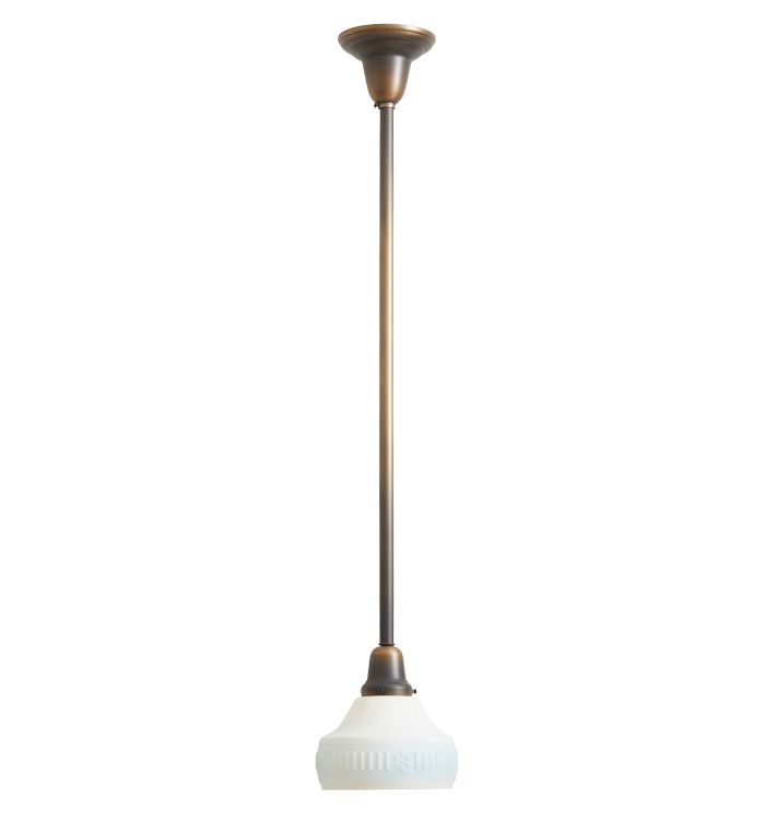 Pendant with Vintage Embossed Blue Stripe Painted Shade