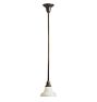 Pendant with Vintage Glass Bell Shade Delicately Painted Floral Motif