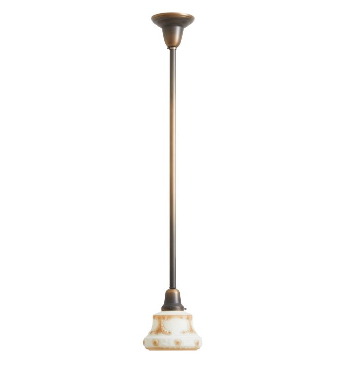 Pendant with Vintage Embossed Painted Glass Bell Shade