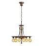 Vintage Classical Revival 6-Light Bare-Bulb Chandelier