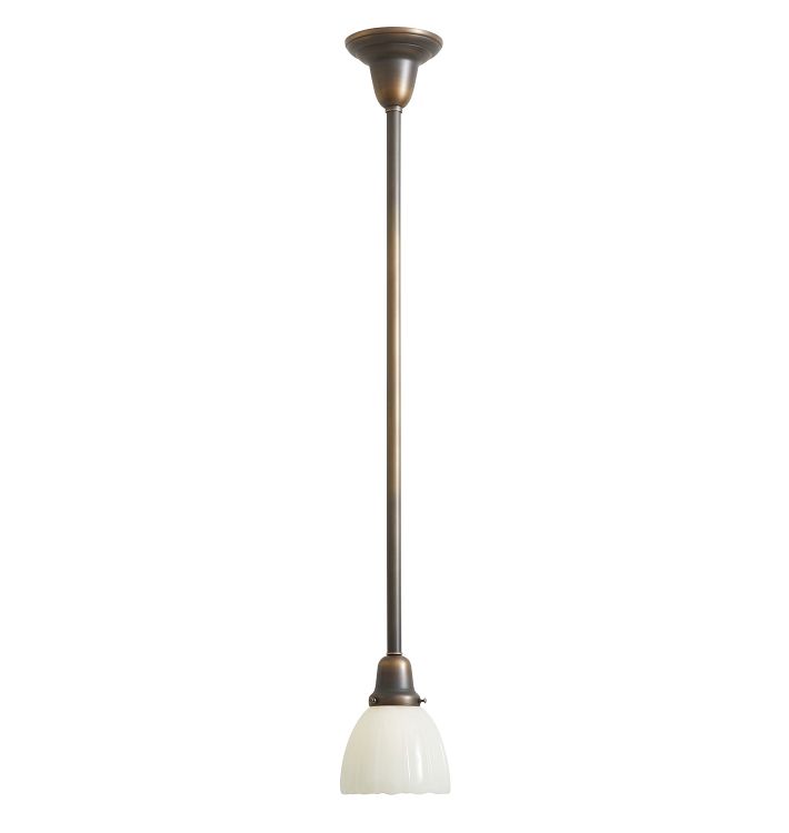 Pendant with Vintage Curved Opaque Glass Down Shade